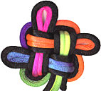 4 good luck tied in black and doubled with rainbow