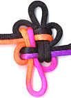 4 good luck tied in black and rainbow