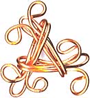 3 good luck knot rendered in copper wire