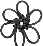hexagonal stellar knot with overlap of one in black