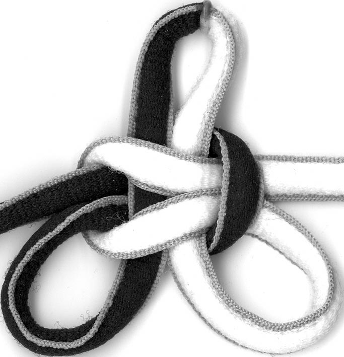 creeper knot black and white edged in grey