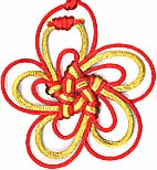 gold ornament with red sidelining
