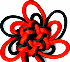 hexagonal type 2 stellar knot in red sidelined in black